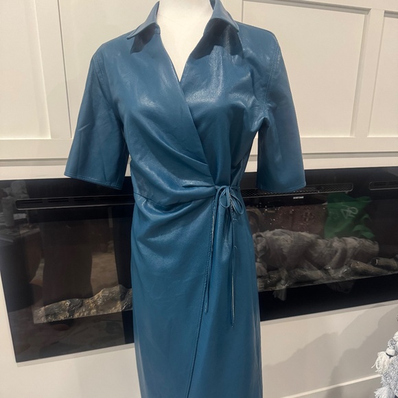 Faux leather wrap dress - Picture 3 of 7